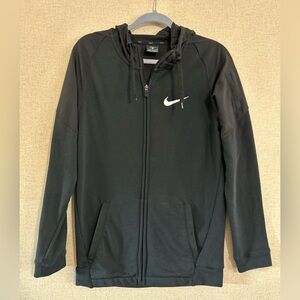 Nike Dri-fit Black Full-Zip Hoodie with White Logo